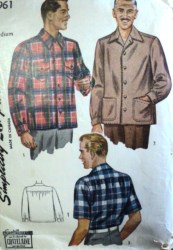1961 1943 MEN'S SS-LS YOKE SHIRT PATTERN MED  15-15 1/2